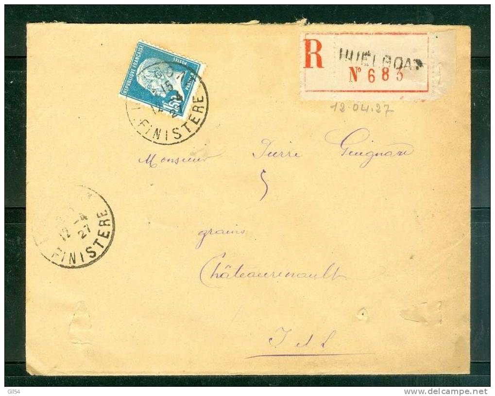 Lettre Recommandée De Huelgoat  à 1,50 Fr ( Maury N°181 )  Le 12/04/1927 - BB11219 - Briefe U. Dokumente