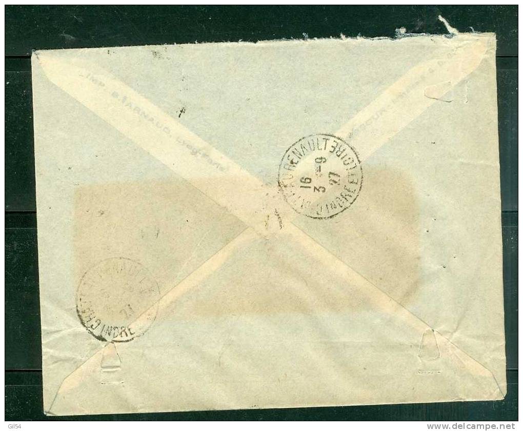 Lettre Recommandée De  Bordeaux      à 1,50fr ( Maury N° 199 + 205)  Le 02/09/1927 - Bb11325 - Covers & Documents