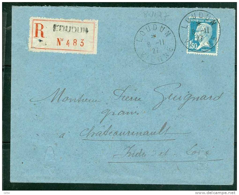 Lettre Recommandée De  Loudun ( Dpt 86)        à 1,50fr ( Maury N° 181 Seul )  Le   08/11/1927 - Bb11328 - Lettres & Documents