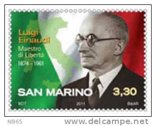 REPUBBLICA DI SAN MARINO - ANNO 2011 - ANNIVERSARIO MORTE PRESIDENTE LUIGI EINAUDI - NUOVI MNH ** - Unused Stamps