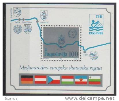 YU-1985-MH-2114  JUGOSLAVIJA EUROPA DANUBIO   YELLOW PAPER  NEVER HINGED - Blocks & Sheetlets