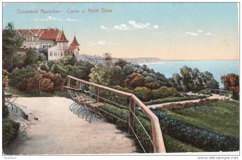 Ostseebad Rauschen Color Corso Hotel Und Düne Sowetsk Ungelaufen Rückseitig Datiert 17. Juli 1909 - Ostpreussen