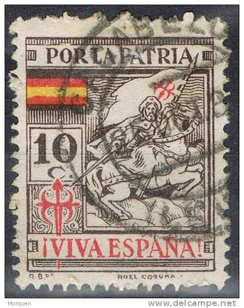 Por La Patria, Fechador CACABELOS (Leon) , Santiago, Guerra Civil º - Spanish Civil War Labels