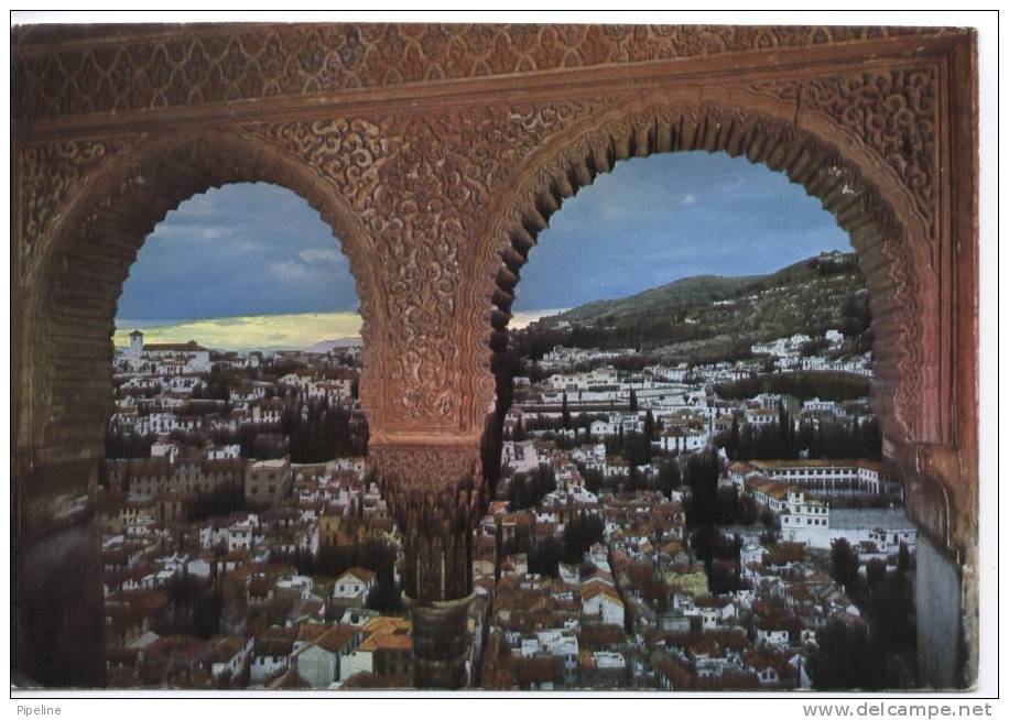 Spain Postcard Granada Arcades And General View Of Albaicin Sent To Sweden 4-4-1968 - Almería