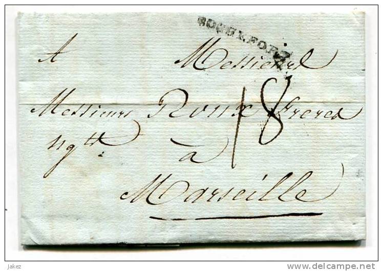 ROCHEFORT Marque De Port Dû Sur Lettre Pour Marseille 1790 - 1701-1800: Vorläufer XVIII