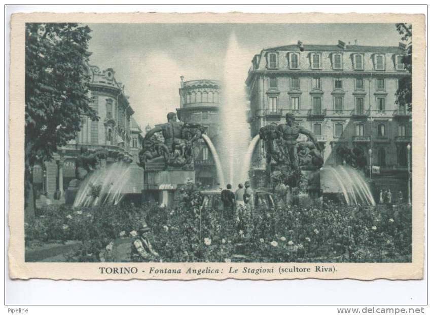 Italy Postcard Torino Fontana Angelica Sent To Denmark - Other Monuments & Buildings