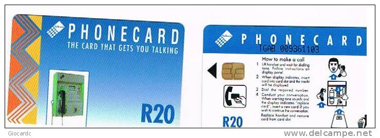 SUDAFRICA (SOUTH AFRICA)  - TELKOM CHIP  - 1996 BLUE CARD R 20   - USATA (USED) -  RIF. 2570 - Sudafrica