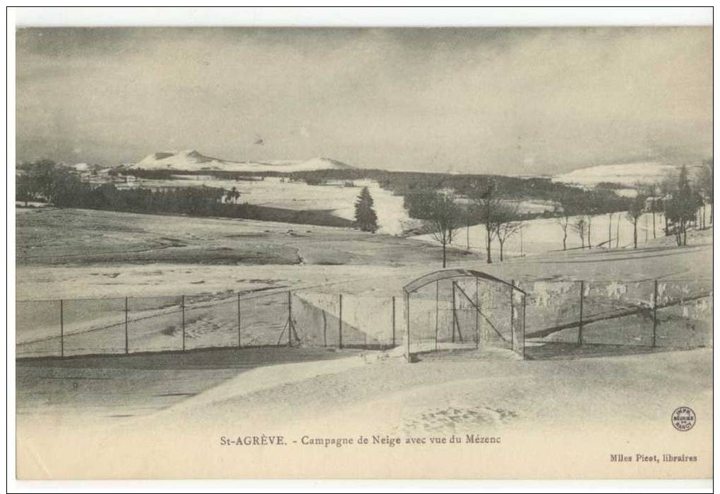 St - Agreve   Campagne De Neige Avec Vue Du Mezenc  1907 - Saint Agrève