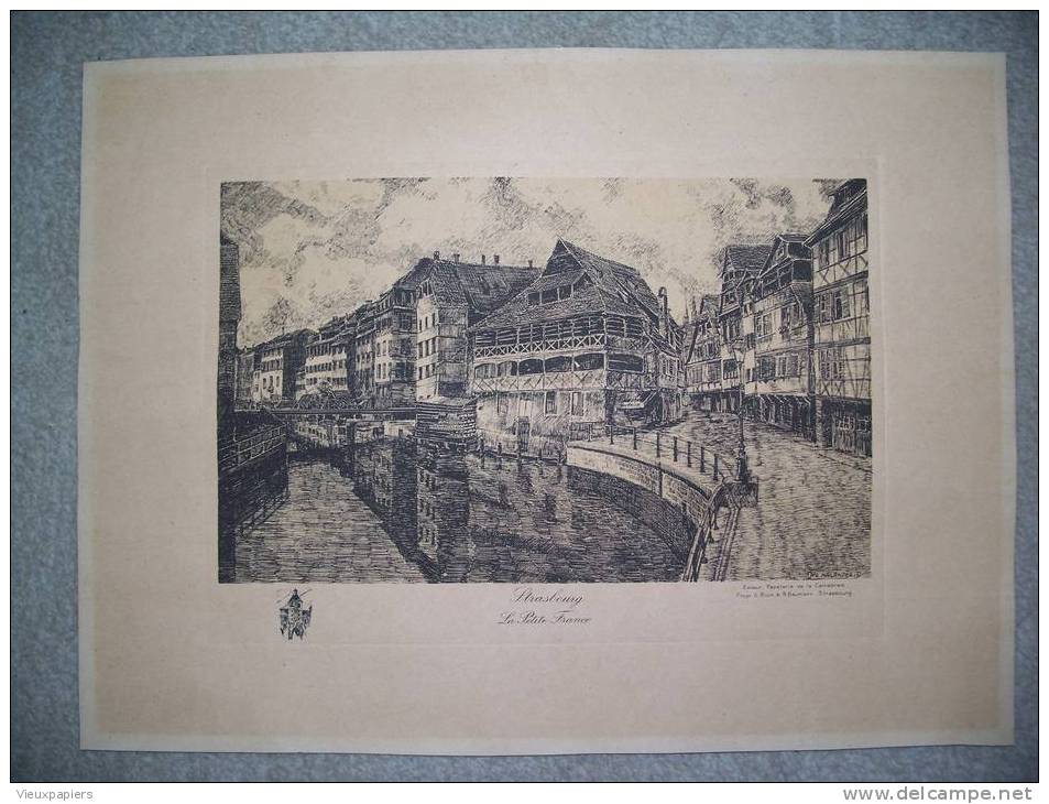 Eau Forte Mezzotinto - Strasbourg - La Petite France - Papeterie De La Cathédrale -  Blum & Baumann = Achat Immédiat - Prints & Engravings