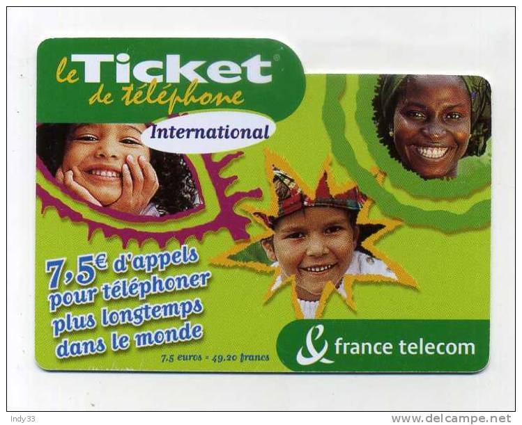 - FRANCE TELECARTE . TICKET TELEPHONE - Biglietti FT