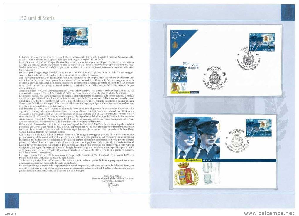 Filatelia -  POLIZIA DI STATO ANNO 2002  SPECIALE OFFERTA DI FOLDERS EMESSI DALLE POSTE ITALIANE - Presentation Packs