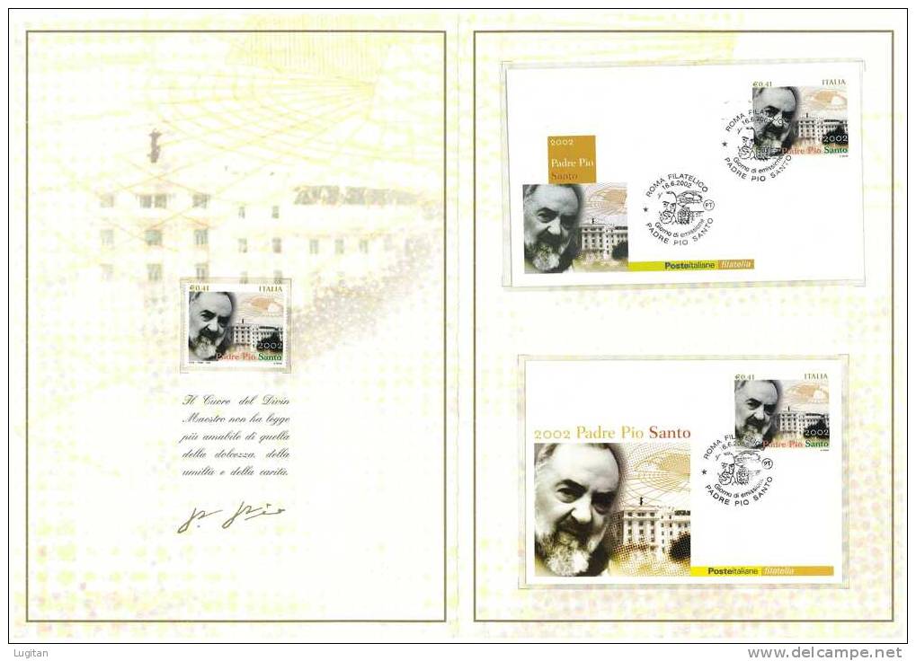 Filatelia -  PADRE PIO SANTO ANNO 2002  SPECIALE OFFERTA DI FOLDERS EMESSI DALLE POSTE ITALIANE - Folder