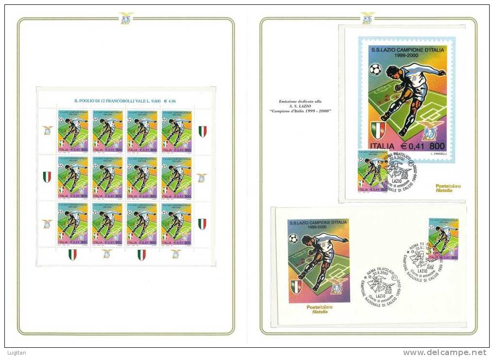 Filatelia -  S.S. LAZIO CAMPIONE D'ITALIA   ANNO 2000  SPECIALE OFFERTA DI FOLDERS EMESSI DALLE POSTE ITALIANE - Presentation Packs