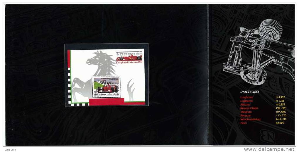 Filatelia -  FERRARI CAMPIONE DEL MONDO   ANNO 2000  SPECIALE OFFERTA DI FOLDERS EMESSI DALLE POSTE ITALIANE - Folder