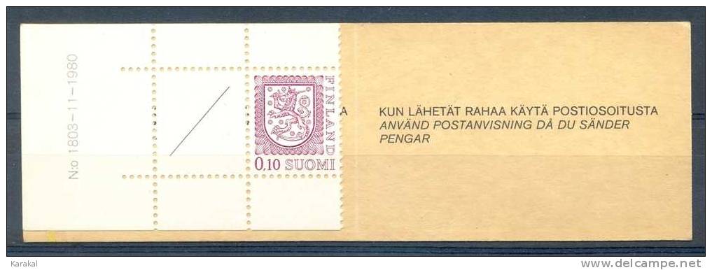 Finland 1980 Incomplete Booklet Lion MNH XX - Postzegelboekjes