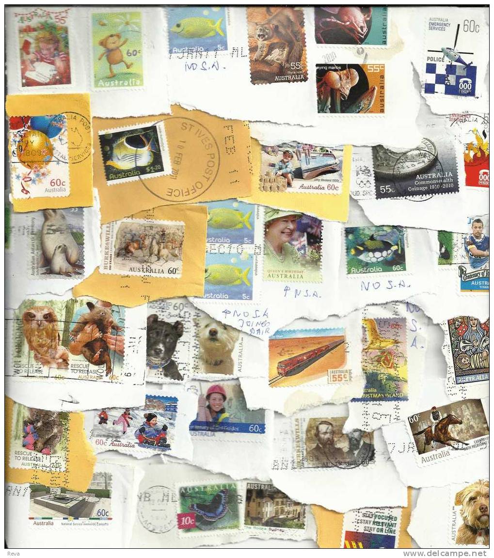 AUSTRALIA LOT59 MIXTURE OF 50+ USED STAMPS SOME 2010 ISSUES INC.POSTMARKS BIRD BUTTERFLY ETC.READ DESCRIPTION!! - Lots & Kiloware (mixtures) - Max. 999 Stamps