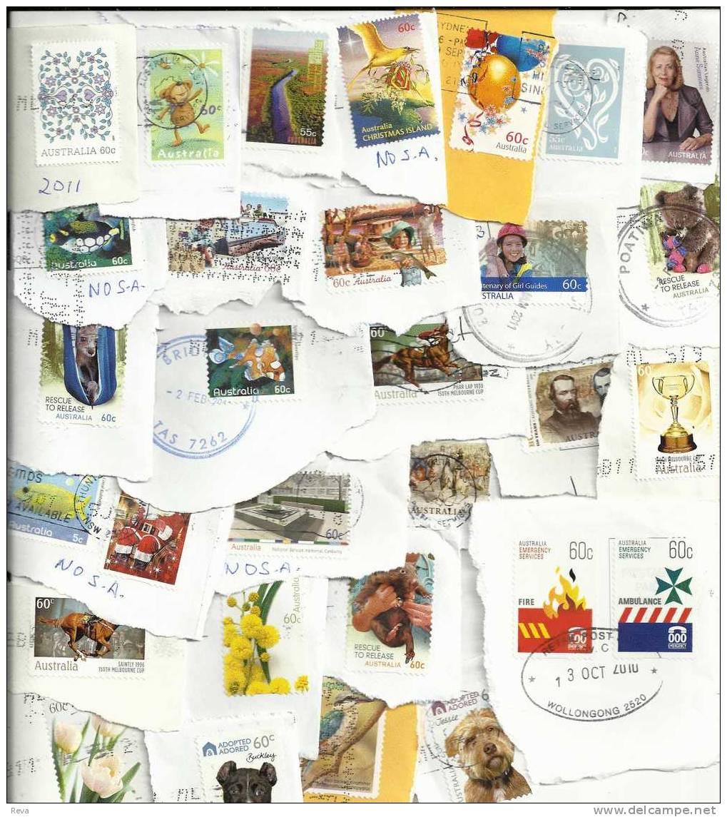 AUSTRALIA LOT85 MIXTURE OF 50+ USED STAMPS SOME 2011 ISSUES INC.POSTMARKS BIRD BUTTERFLY ETC.READ DESCRIPTION!! - Lots & Kiloware (mixtures) - Max. 999 Stamps