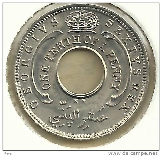 BRITISH WEST AFRICA 1/10 PENNY  INSCRIPTIONS KGVI NAME FRONT  EMBLEM BACK 1950  KM? AUNC  READ DESCRIPTION CAREFULLY !!! - Other - Africa