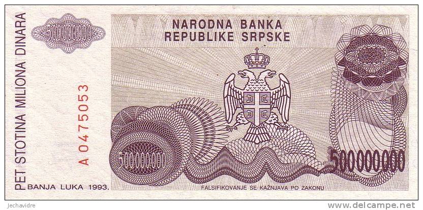 BOSNIE-HERZEGOVINE   500 000 000 Dinara   Emission De 1993   Pick 155   ***** BILLET  NEUF ***** - Bosnie-Herzegovine