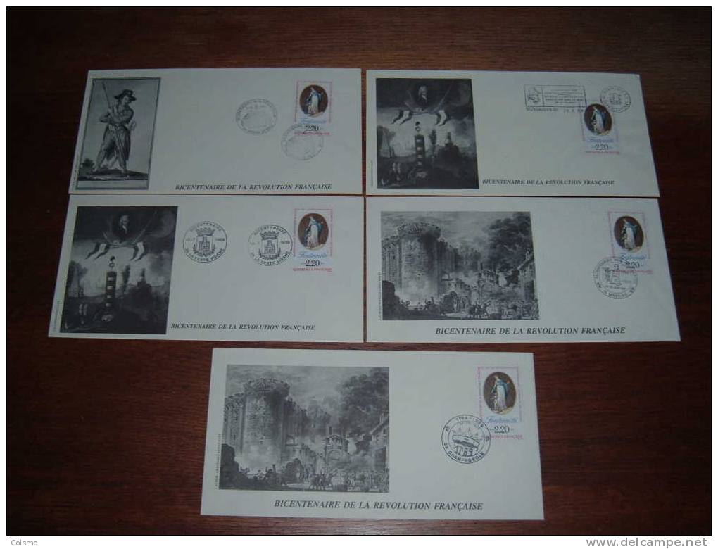 FDC FRATERNITE: 5 ENVELOPPES DIFFERENTES - 1980-1989