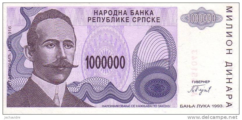 BOSNIE-HERZEGOVINE  1 000 000 Dinara  Emission De 1993   Pick 152a     ***** BILLET  NEUF ***** - Bosnien-Herzegowina