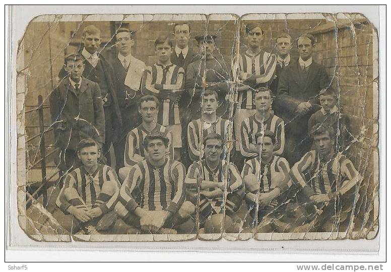 British Football History C.1910 RPPC Nostalgia: Sign Of What A Photo Looks Like Kept In Fan's Pocket For A Lifetime !! - Soccer