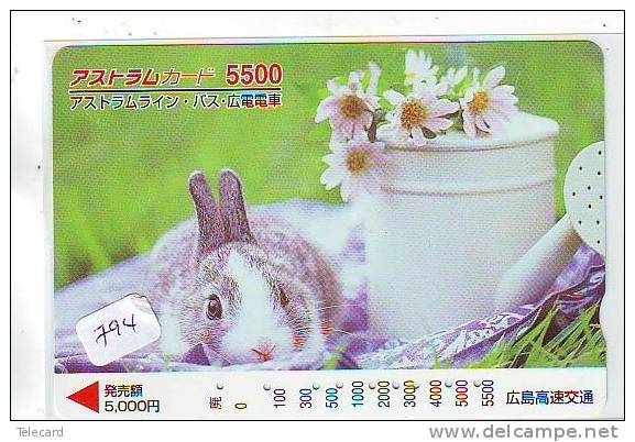 Carte Prepayee Japon * LAPIN (794) RABBIT * PREPAIDCARD JAPAN * KANINCHEN * KONIJN * CONEJO * - Conejos