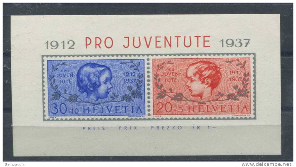 1937 SOUVENIR SHEET N. 3 MH * - Blocs & Feuillets