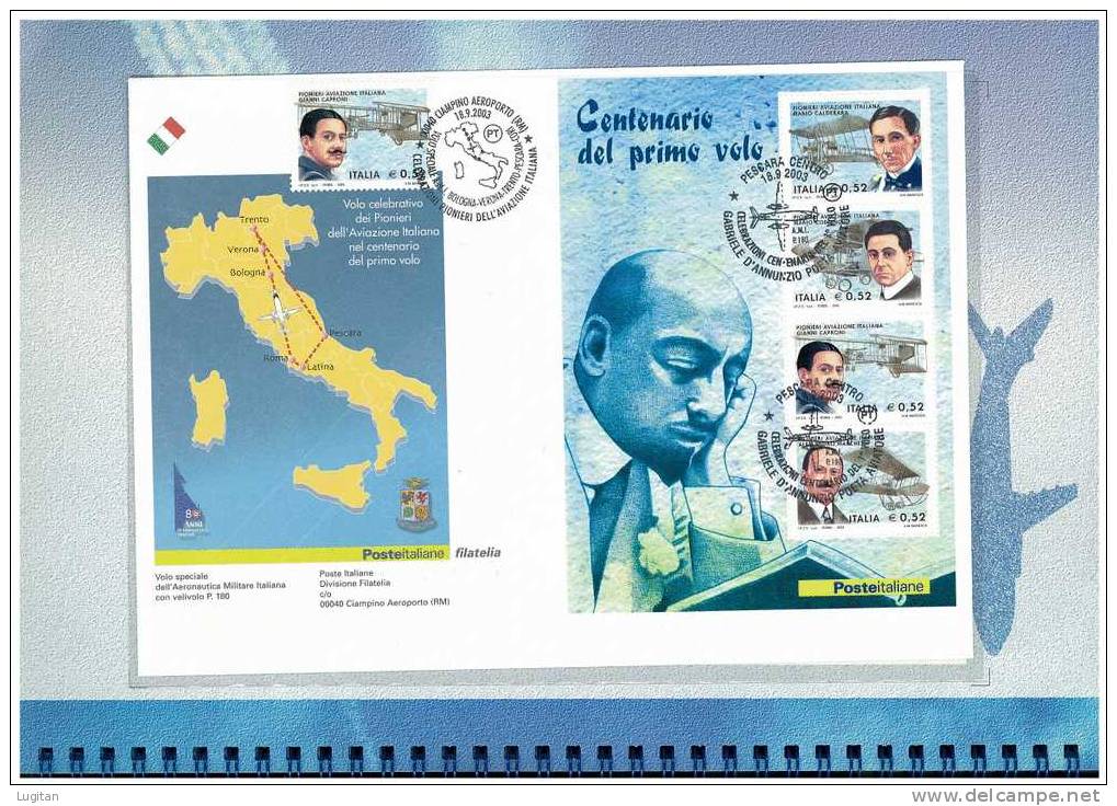 Filatelia -  I PIONIERI DELL'AVIAZIONE ITALIANA ANNO 2003  SPECIALE OFFERTA DI FOLDERS EMESSI DALLE POSTE ITALIANE