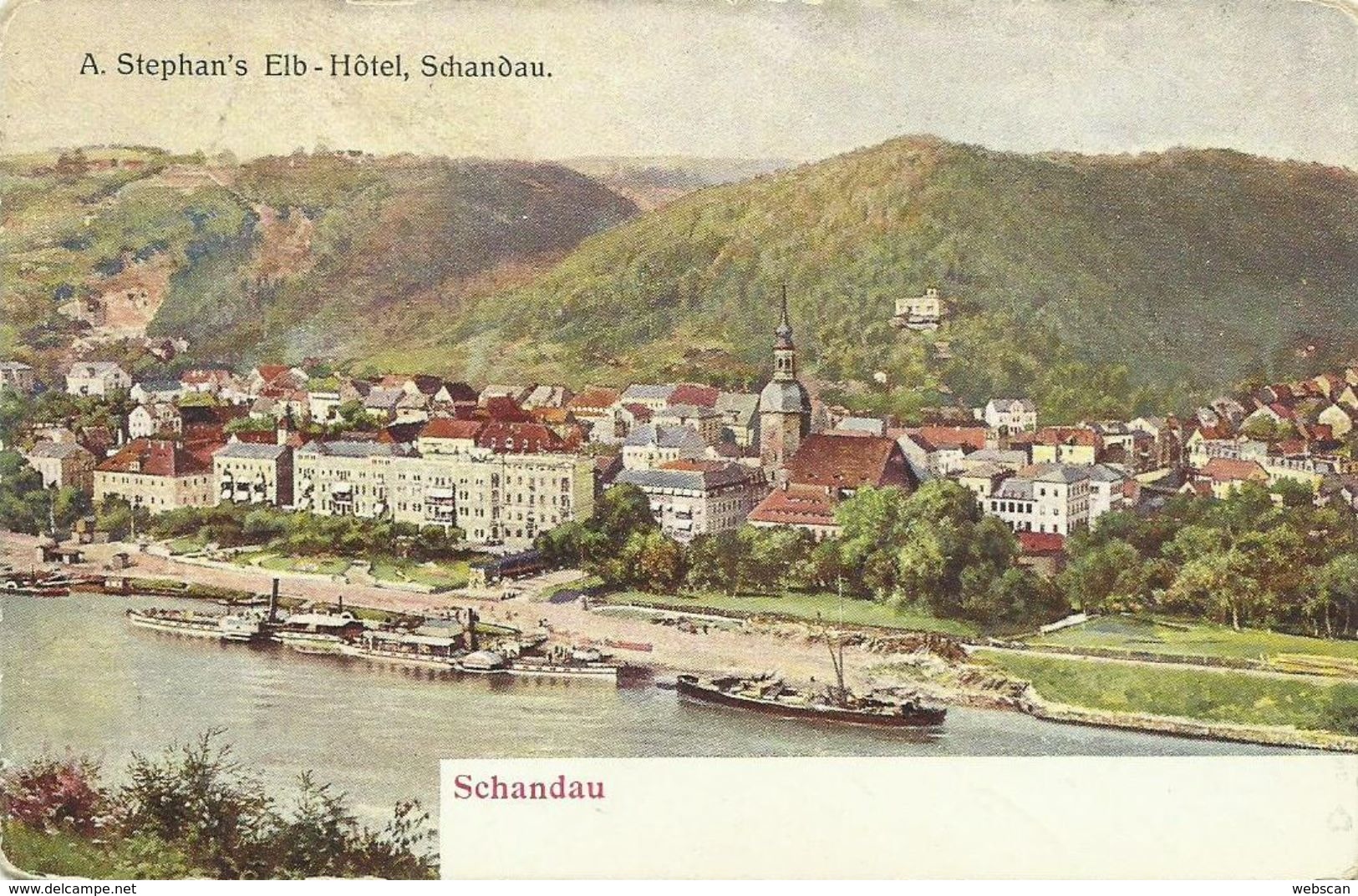 AK Bad Schandau Elb-Hotel Schiffe Color 1910 #12 - Bad Schandau