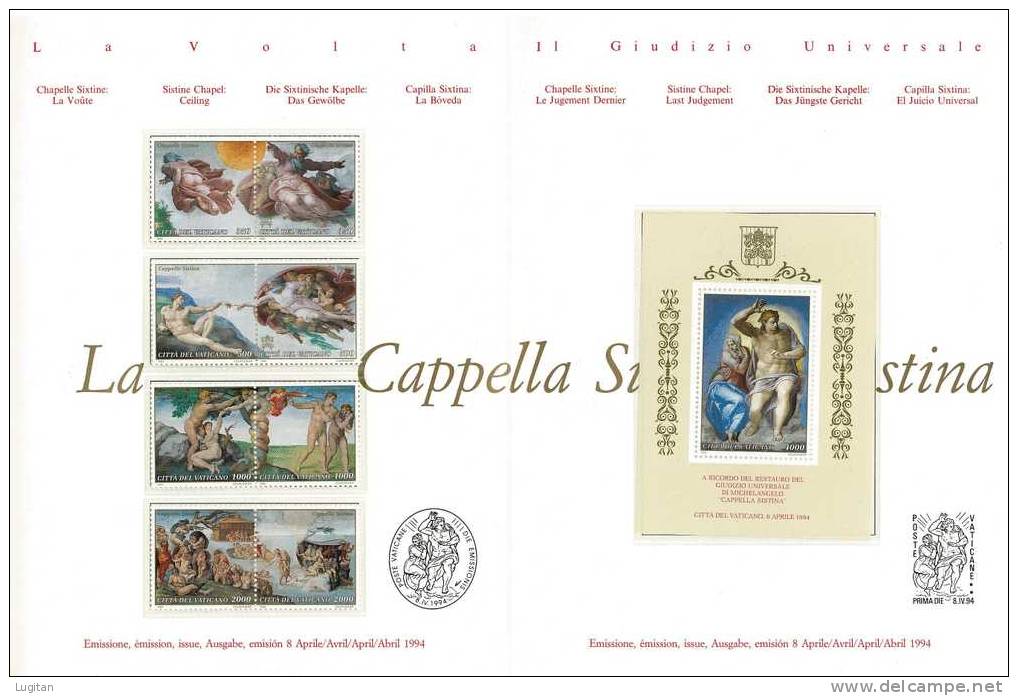 Filatelia -  CAPPELLA SISTINA  ANNO 1994  + LIBRO - SPECIALE OFFERTA DI  UFFICIO FILATELICO NUMISMATICO VATICANO - Annate Complete