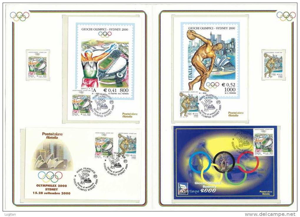 Filatelia -  OLIMPIADI DI SIDNEY  ANNO 2000  SPECIALE OFFERTA DI FOLDERS EMESSI DALLE POSTE ITALIANE - Folder