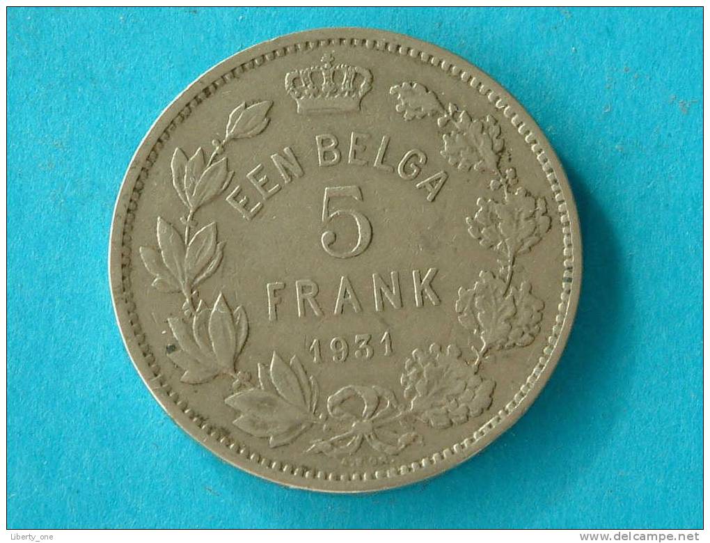 1931 VL / 5 FRANK - EEN BELGA ( Morin 385a - For Grade, Please See Photo ) / ( ID 4 ) ! - 5 Frank & 1 Belga