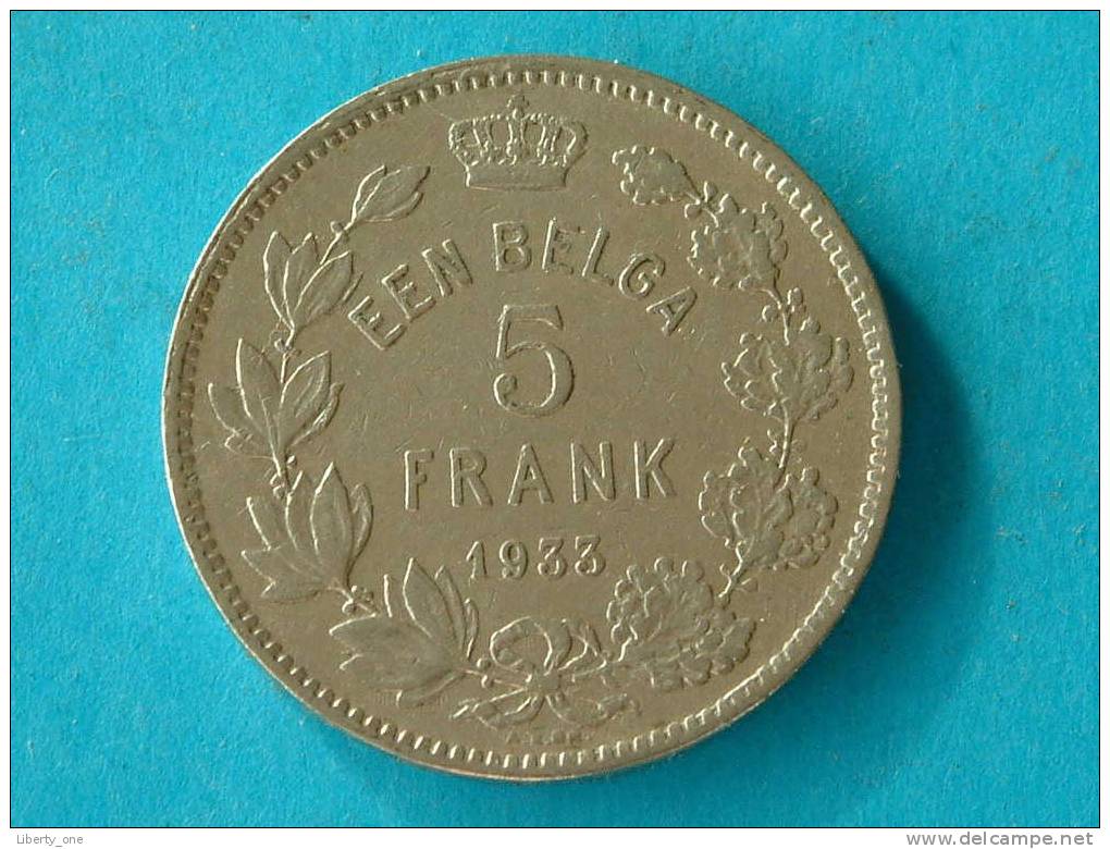 1933 VL / 5 FRANK - EEN BELGA ( Morin 389b - For Grade, Please See Photo ) / ( ID 12 ) ! - 5 Frank & 1 Belga