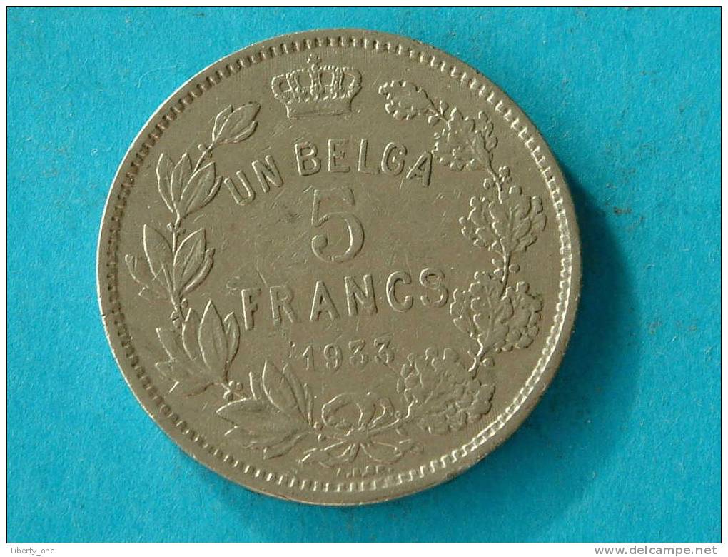 1933 FR / 5 FRANCS - UN BELGA ( Morin 388b - For Grade, Please See Photo ) / ( ID 27 ) ! - 5 Francs & 1 Belga