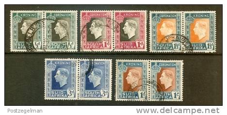 SOUTH AFRICA UNION 1938 Used Pair Stamps George VI Coronation Nrs. 109-118 - Usados