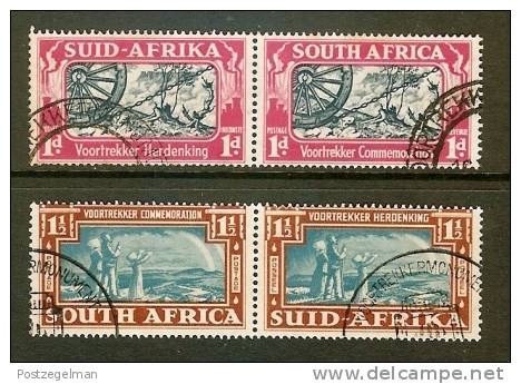 SOUTH AFRICA UNION 1938 Used Pair Stamps Voortrekker Movement Nrs. 127-130 (big Track) - Usados