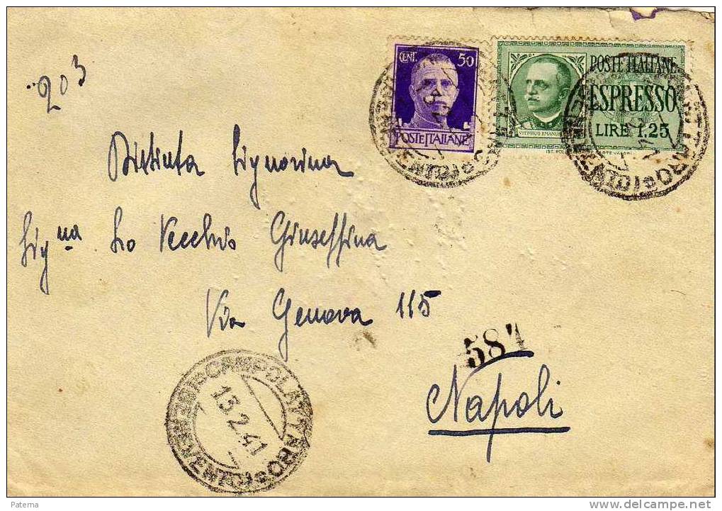 Carta,  Urgente CAMPOLATTARO- Benevento 1941 , Express ,Pneumatico,, Cover, Letter, - Pneumatic Mail