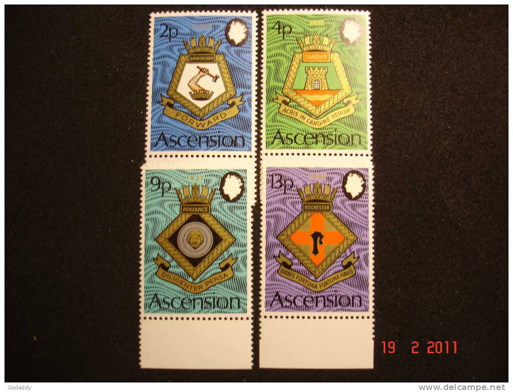 Ascension 1973 Elizabeth II  RN Crests 4 Value Set  SG 166-169   MNH - Ascensione