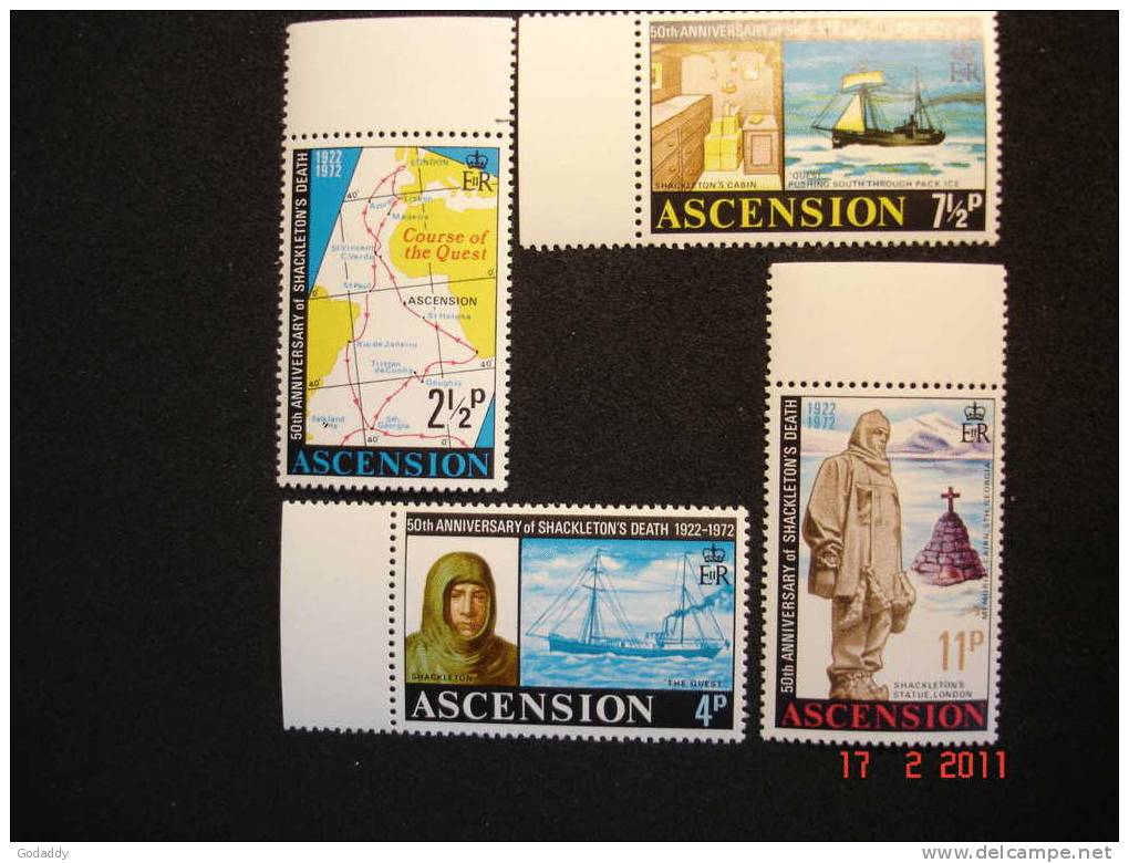 Ascension 1972 Elizabeth II  Shackleton 4 Value Set  SG 159-162   MNH - Ascensione