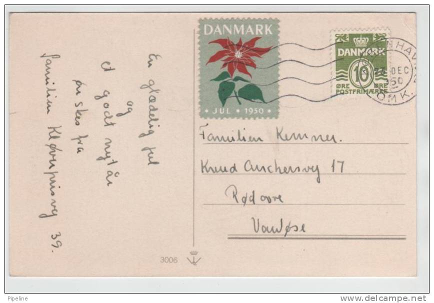 Denmark Christmas Card Copenhagen 23-12-1950 With Christmas Seal - Danemark