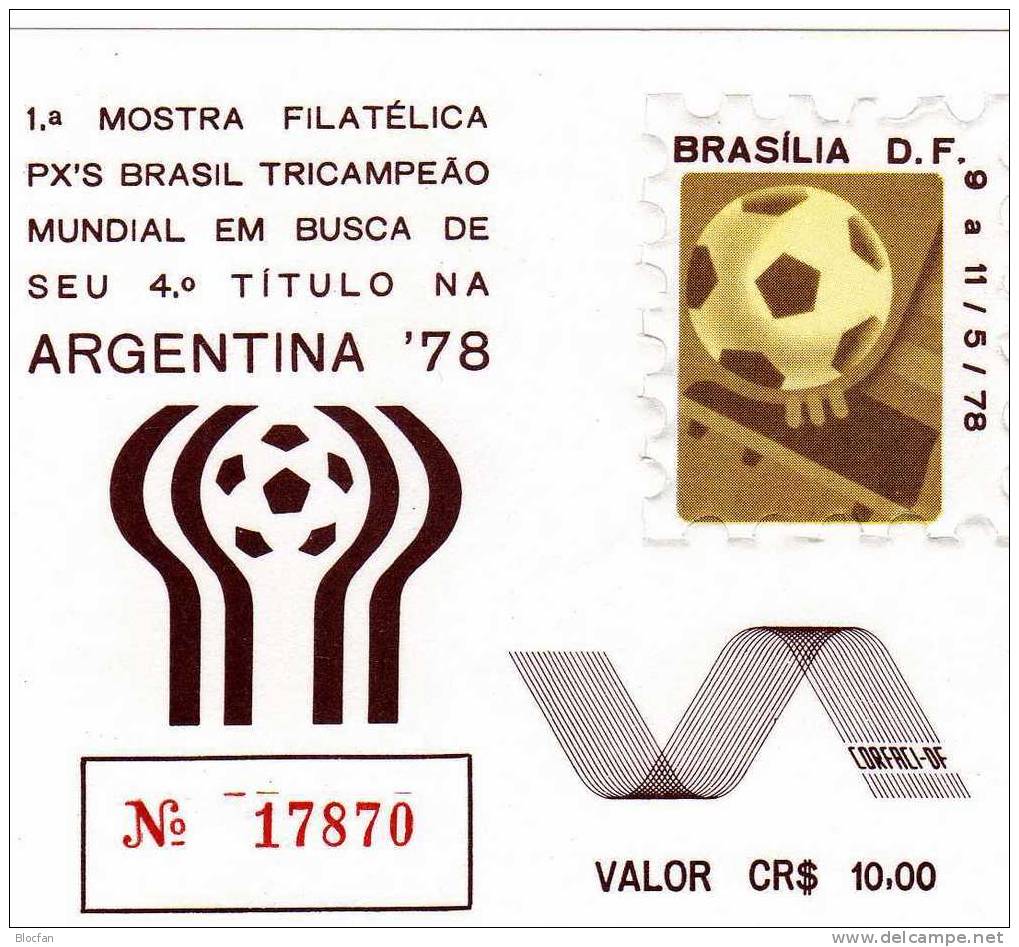 Fußball WM Argentinien 1978 Fuß Und Ball Brasilien 1643C Im Gedenk-Block I ** 20€ Blocchi Bf Soccer Bloc Sheet Of Brazil - Poste Aérienne (Compagnies Privées)