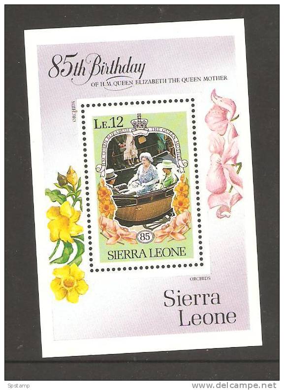 Sierra Leone 1985 Queen Mother 85th Birthday Souvenir Sheet  MNH - Sierra Leone (1961-...)