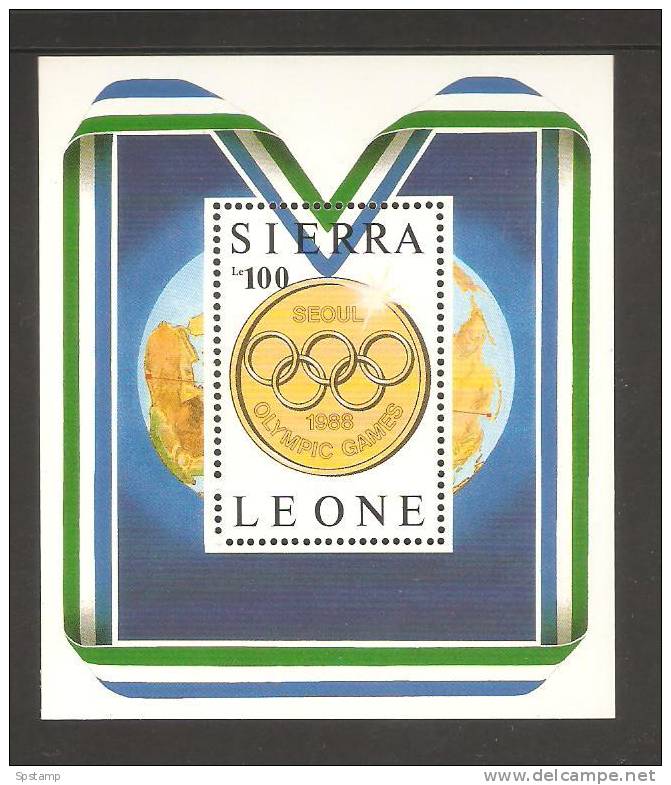 Sierra Leone 1989 Seoul Olympic Medal Winners 100 Le Gold Medal Souvenir Sheet  MNH - Sierra Leone (1961-...)