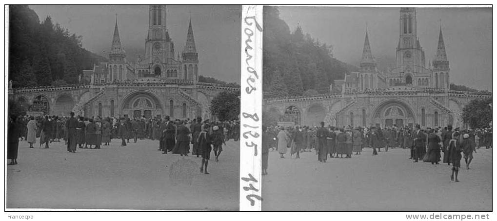 PLAQUE PHOTO VERRE STEREO -  MA272 - HAUTE PYRENEES - LOURDES  (Rare Et Inédite) - Plaques De Verre