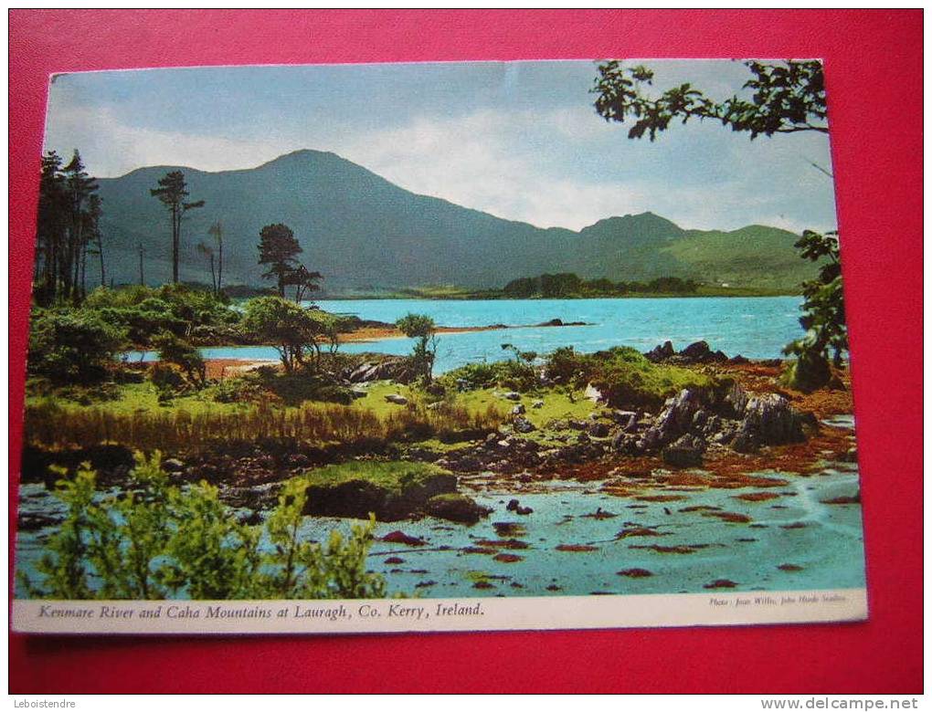 CPM -IRLANDE- KENMARE RIVER AND CAHA MOUNTAINS AT LAURAGH,CO.KERRY,IRELAND -VOYAGEE 1982 TIMBRE-3 PHOTOS - Kerry