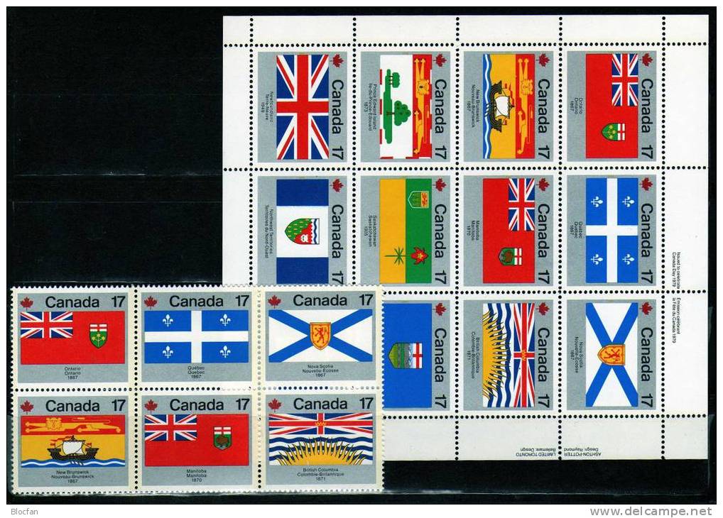 Flaggen Der Provinzen Im Folder 1979 Kanada 731/42 Plus 12-Kleinbogen ** 15€ Quebec Manitoba Flag Sheetlet From Canada - Ganze Bögen