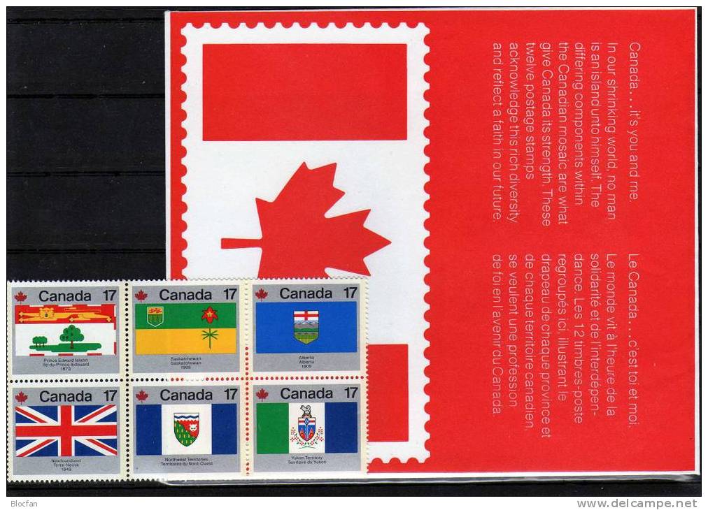 Flaggen Der Provinzen Im Folder 1979 Kanada 731/42 Plus 12-Kleinbogen ** 15€ Quebec Manitoba Flag Sheetlet From Canada - Feuilles Complètes Et Multiples