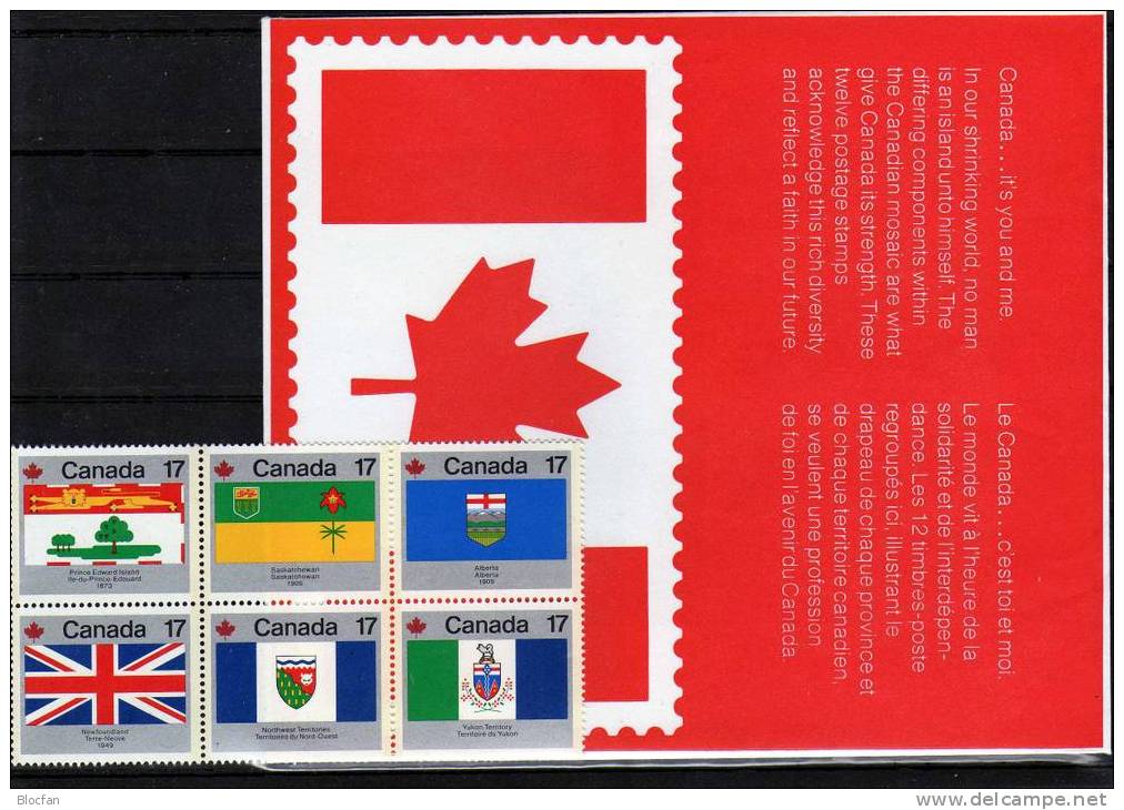 Flaggen Der Provinzen Im Folder 1979 Kanada 731/42 Plus 12-Kleinbogen ** 15€ Quebec Manitoba Flag Sheetlet From Canada - Ganze Bögen