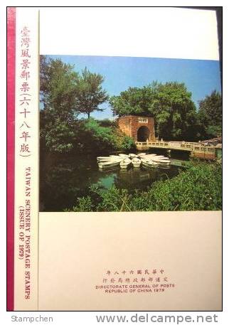 Folder 1979 Taiwan Scenery Stamps Relic Architecture Temple Shrine Castle Boat Bridge Ship - Buddhism